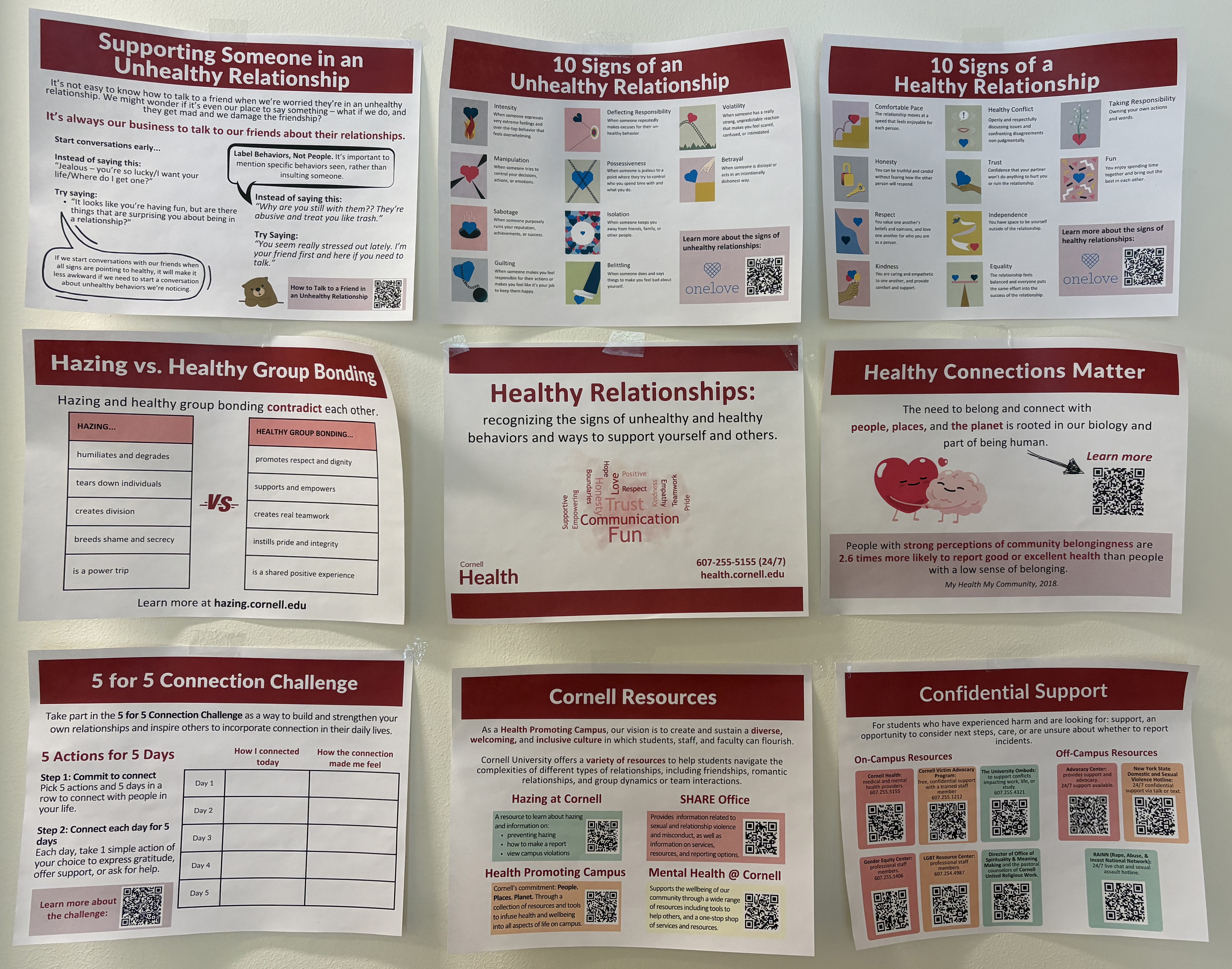 mock-up of Healthy Relationships bulletin board