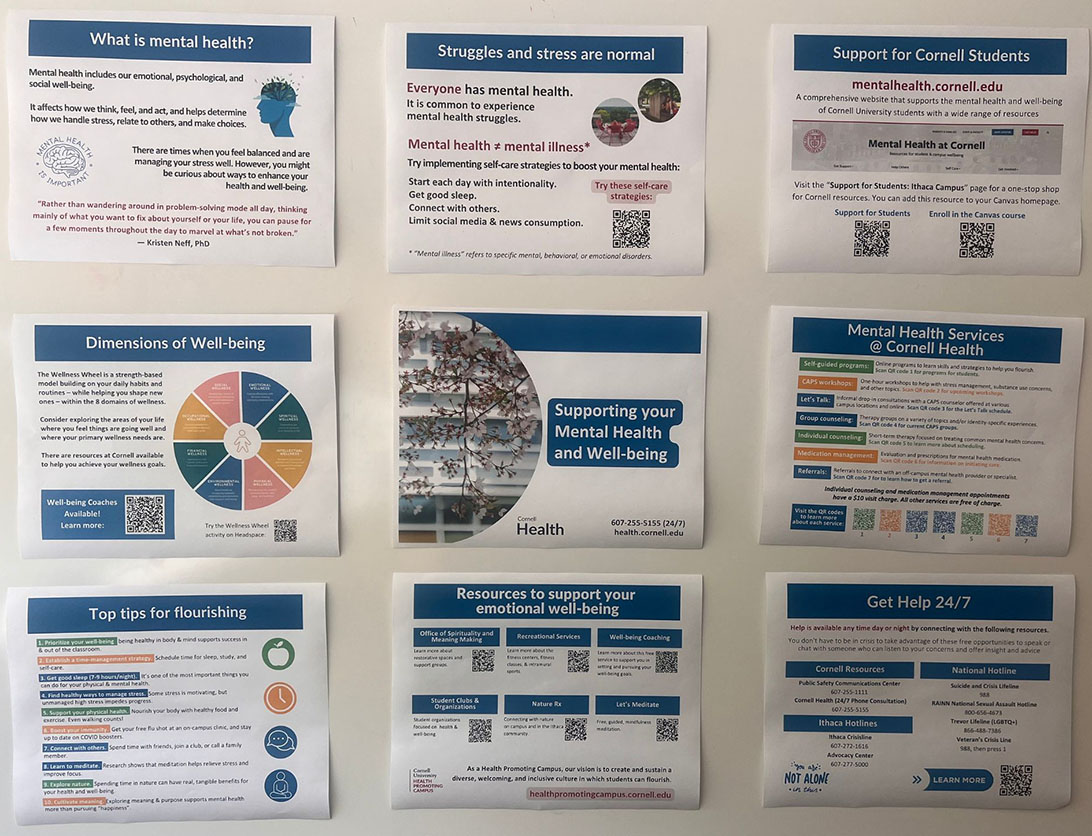 mock-up of the Mental Health bulletin board